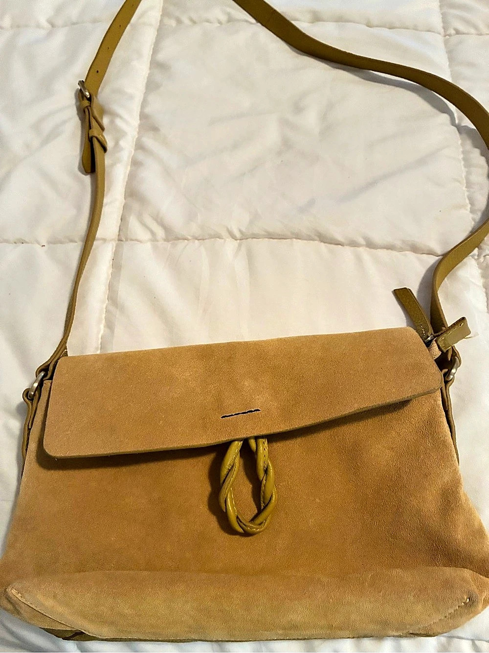 Suede & Leather Crossbody in Brown